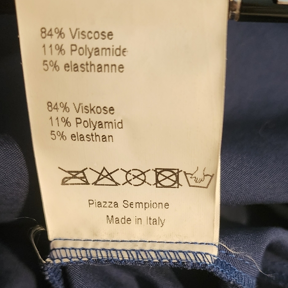 PIAZZA SEMPIONE Blue Ponte Knit Surplice Slim Sheath Midi Dress Size IT. 40 - Picture 7 of 11